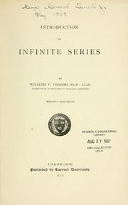 Cover of: Introduction to infinite series by William Fogg Osgood