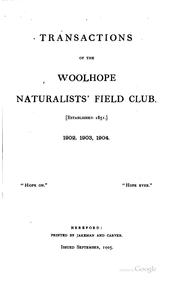Cover of: Transactions of the Woolhope Naturalists' Field Club