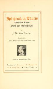 Cover of: Iphigenia in Tauris by Johann Wolfgang von Goethe