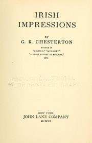 Cover of: Irish impressions. by Gilbert Keith Chesterton