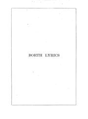 Front cover of Borth lyrics by Edward Thring