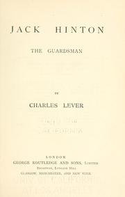 Cover of: Jack Hinton, the guardsman.