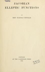 Cover of: Jacobian elliptic functions. by Neville, Eric Harold