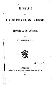 Cover of: Essai sur la situation russe: lettres à un anglais