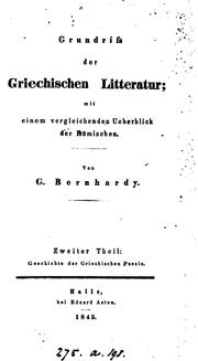 Grundriss der griechischen Litteratur by Gottfried Bernhardy