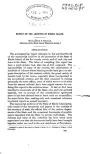 Cover of: Report on the Archives of Rhode Island