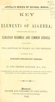 Cover of: Key to Elements of algebra...
