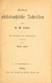 Cover of: Kleinere philosophische Schriften