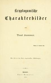 Cover of: Kryptogamische Charakterbilder by Paul Kummer