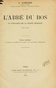 Cover of: abbé Du Bos, un initiateur de la pensée moderne, 1670-1742.