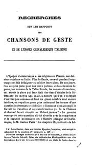 Recherches sur les rapports des chansons de geste et de l'épopée chevaleresque italienne, avec .. by Ferdinand Castets