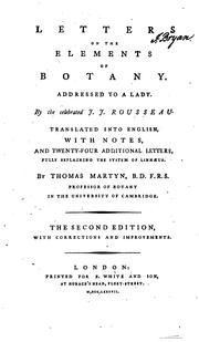 Cover of: Letters on the Elements of Botany: Addressed to a Lady by Jean-Jacques Rousseau