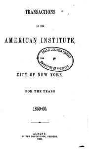 Cover of: Annual Report of the American Institute of the City of New York by 