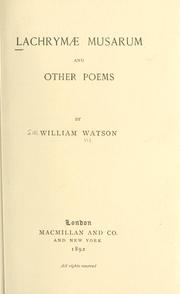 Cover of: Lachrymae musarum & other poems by Watson, William