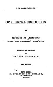 Cover of: Les Confidences: Confidential Disclosures by Alphonse de Lamartine