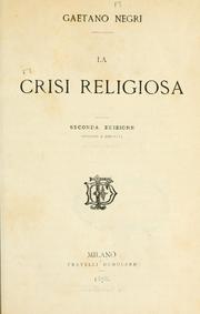 Cover of: crisi religiosa