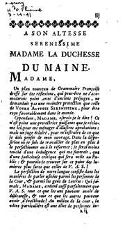 Grammaire françoise, sur un plan nouveau, avec un traité de la prononciation des e, & un abregé .. by Claude Buffier