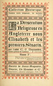 Cover of: persécusion religieuse en Angleterre sous Elisabeth et les premiers Stuarts