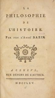 Cover of: La philosophie de l'histoire