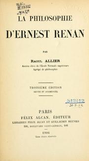 Cover of: La philosophie d'Ernest Renan.