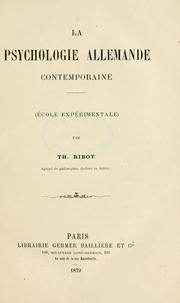 La psychologie allemande contemporaine, école expérimentale by Théodule Armand Ribot