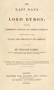 Cover of: last days of Lord Byron