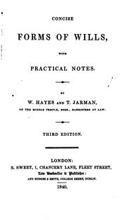 Cover of: Concise Forms of Wills: With Practical Notes by William Hayes , Thomas Jarman