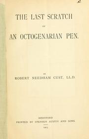 Cover of: The last scratch of an octogenarian pen