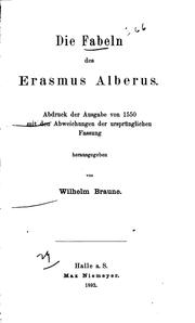 Cover of: Die Fabeln des Erasmus Alberus by Erasmus Alber