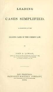 Cover of: Leading cases simplified by John Davison Lawson