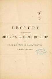 Cover of: Lecture delivered at the Brooklyn academy of music