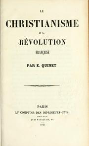 Cover of: christianisme et la Révolution française.