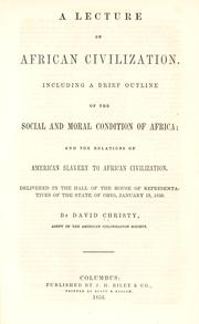 Cover of: A lecture on African civilization. by David Christy