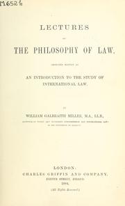 Lectures On The Philosophy Of Law by William Galbraith Miller