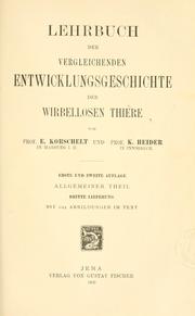 Cover of: Lehrbuch der vergleichenden Entwicklungsgeschichte der wirbellosen Tiere by E. Korschelt