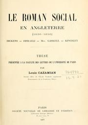 Cover of: roman social en Angleterre, 1830-1850: Dickens, Disraeli, Mrs. Gaskell, Kingsley.