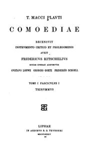 Cover of: Comoediae: recensvit, instrvmento critico et prolegomenis avxit F. Ritschelivs [and others].