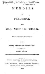 Cover of: Memoirs of Frederick and Margaret Klopstock