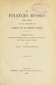 Cover of: finances russes (1867-1894): avec une introduction sur l'impòt et le crédit public, dissertation