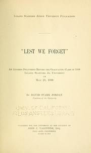 Cover of: "Lest we forget" by David Starr Jordan, David Starr Jordan