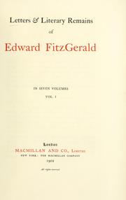 Cover of: Letters & literary remains of Edward FitzGerald