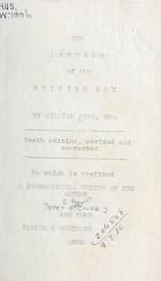 Cover of: The letters of the British spy by William Wirt