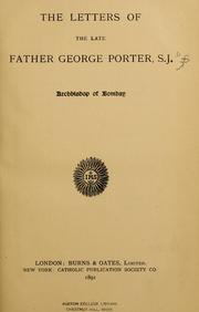 Cover of: letters of the late father George Porter, S. J., archbishop of Bombay.