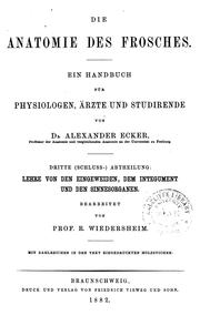 Cover of: Die Anatomie des Frosches: Ein Handbuch für Physiologen, Ärzte und Studirende by Alexander Ecker