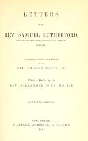 Cover of: Letters of the Rev. Samuel Rutherford. by Samuel Rutherford, Samuel Rutherford