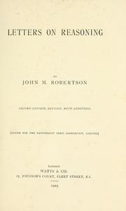 Cover of: Letters on reasoning