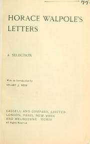 Cover of: Letters by Horace Walpole