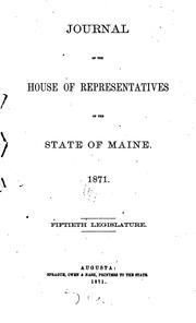 Cover of: Journal of the House of Representatives of the State of Maine