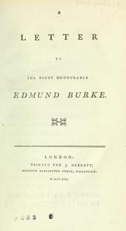 Cover of: letter to the Right Honourable Edmund Burke.