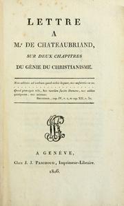Cover of: Lettre à M. de Chateaubriand, sur deux chapitres du Génie du christianisme.